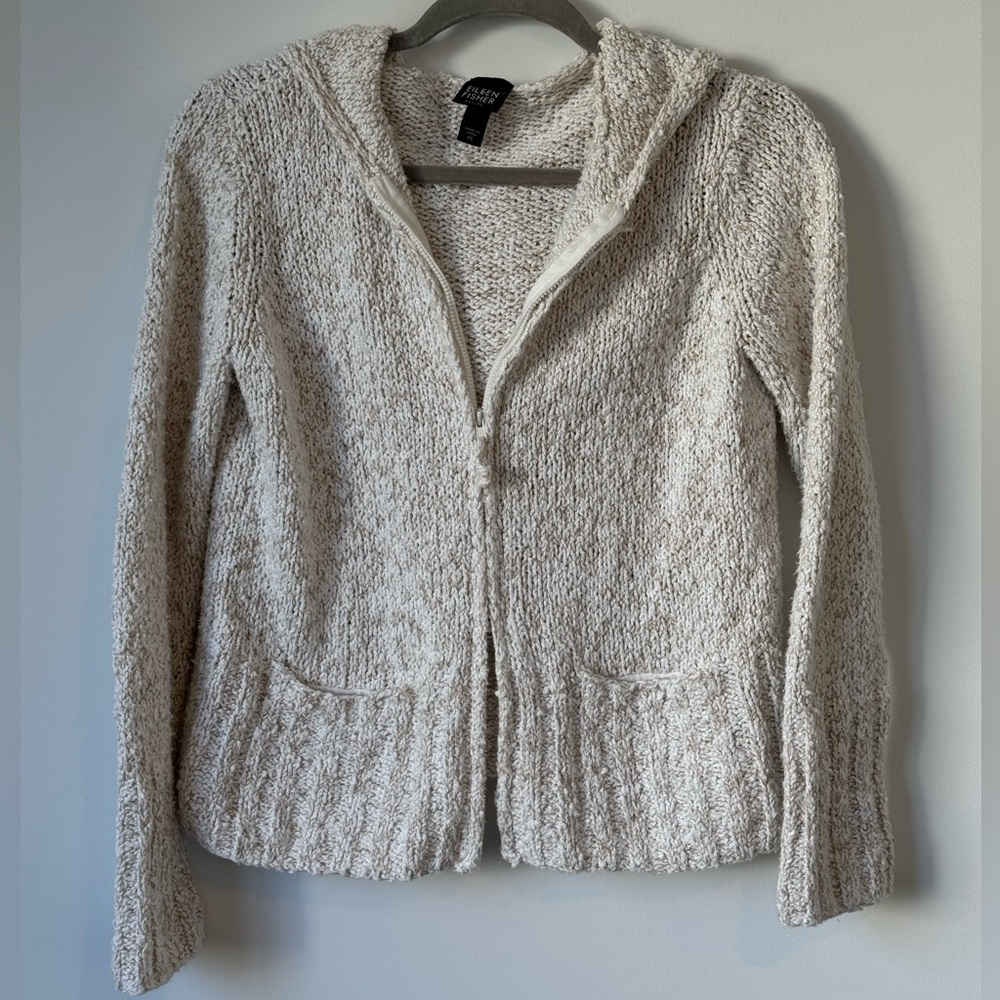 Eileen Fisher Cream Zip Up Jacket - Picture 10 of 11